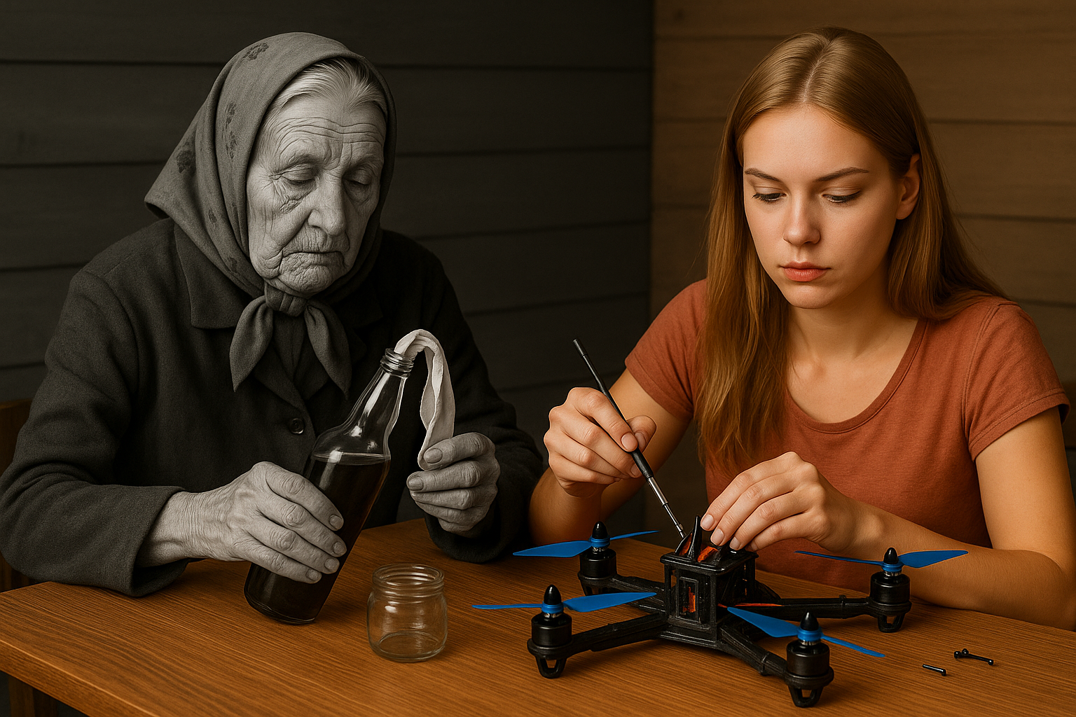 babuschka molotov blonde girl drone crafting
