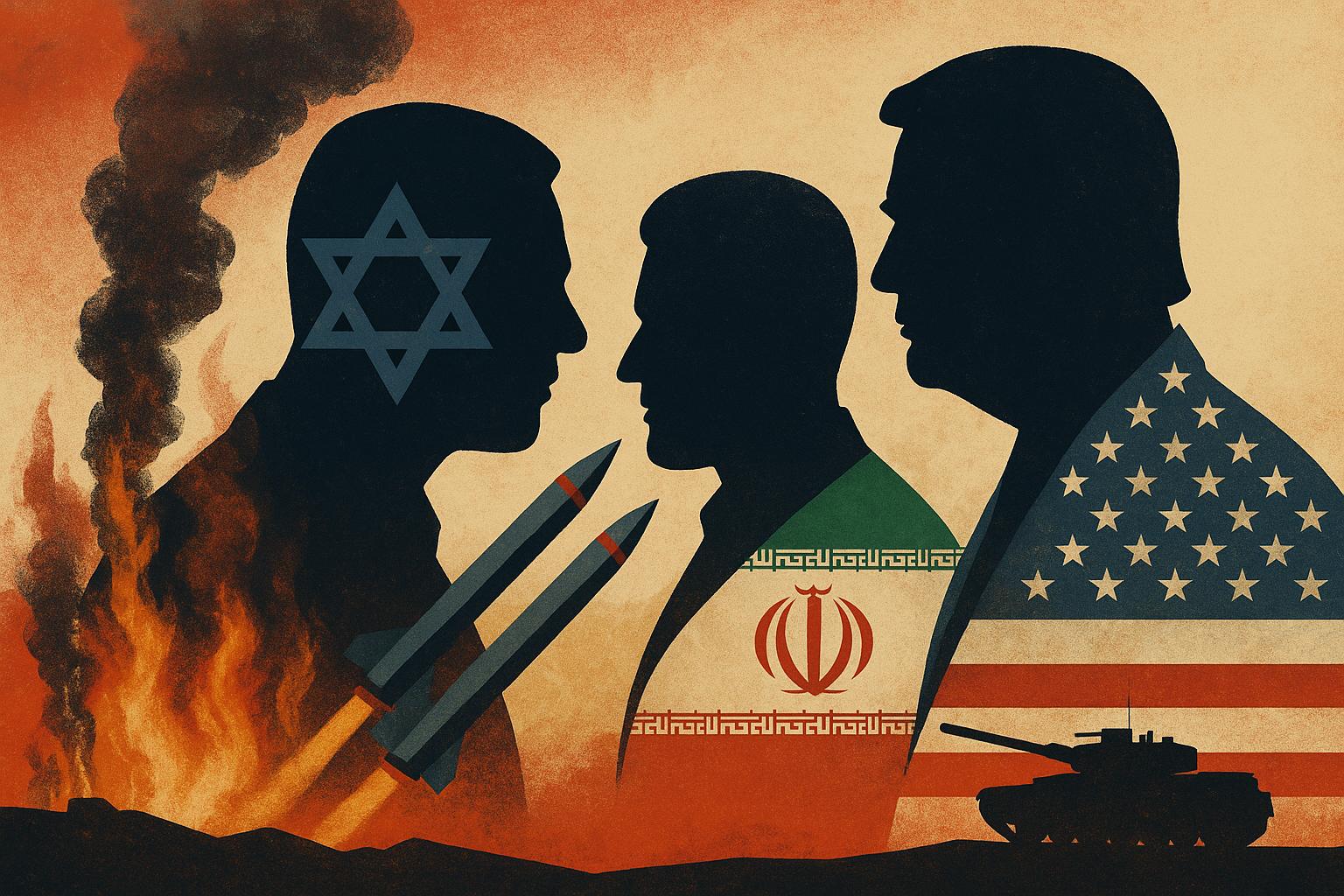 Illustrazione concettuale della guerra dei 12 giorni tra Israele, Iran e Stati Uniti nel 2025